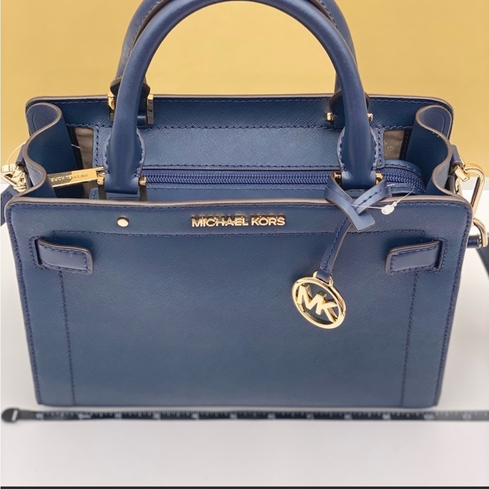 MICHAEL KORS RAYNE SMALL EAST WEST SATCHEL NAVY COLOR - Picture 4 of 15